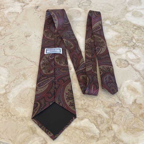 Yves Saint Laurent 100% Silk Paisley Power Tie - Picture 7 of 10